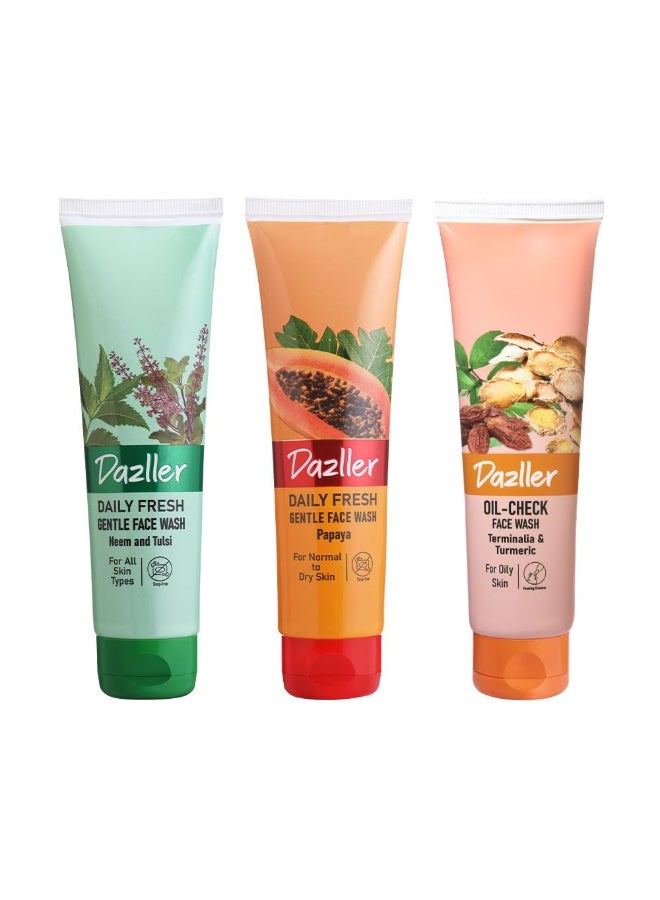 Dazller Daily Fresh Gentle Face Wash (Neem, Papaya, Oil Check, 100 g (Pack of 3)) - Image 1
